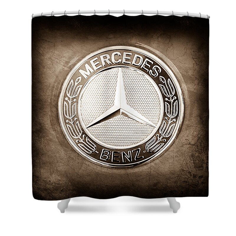 Mercedes-benz 6.3 Amg Gullwing Emblem Shower Curtain featuring the photograph Mercedes-Benz 6.3 AMG Gullwing Emblem #2 by Jill Reger