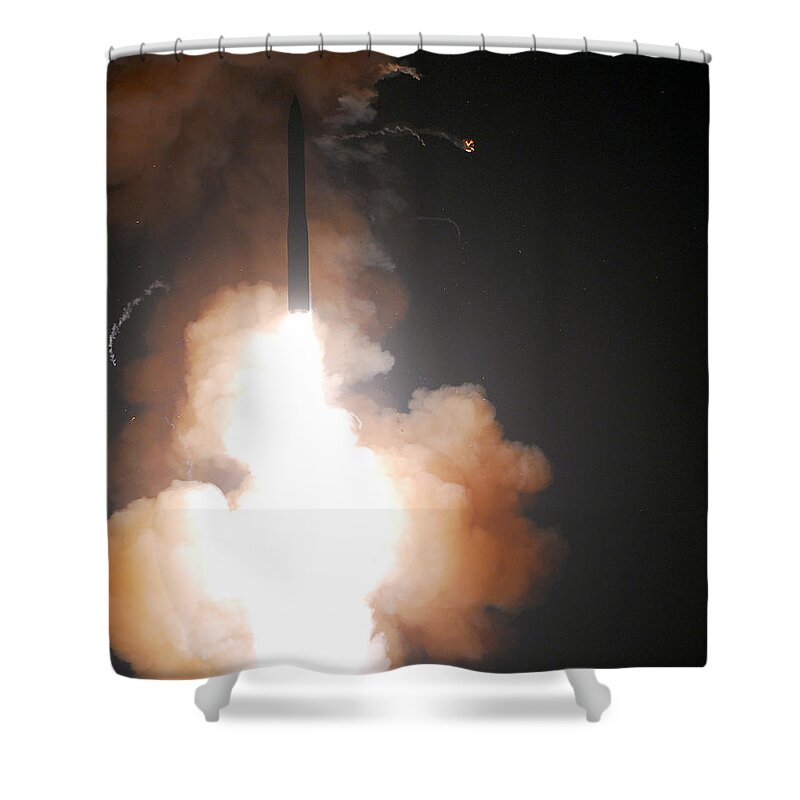 Missile Shower Curtain featuring the photograph Minuteman IIi Missile Test #2 by Science Source