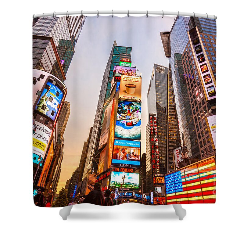 Angle Shower Curtain featuring the photograph New York City - Times Square #2 by Luciano Mortula