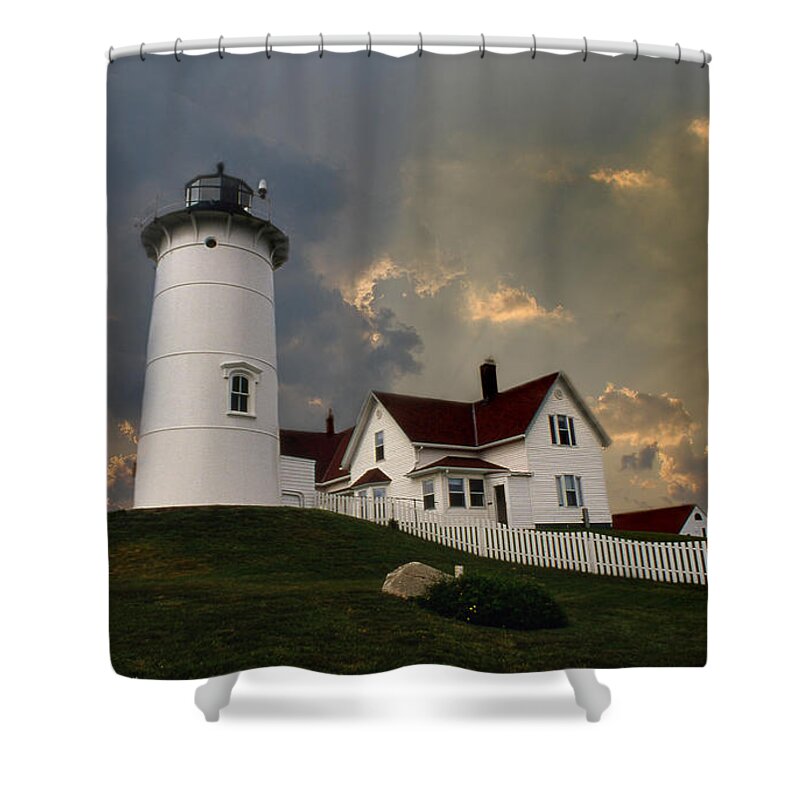 Lighthouses Shower Curtain featuring the photograph Nobska Lighthouse Color by Skip Willits