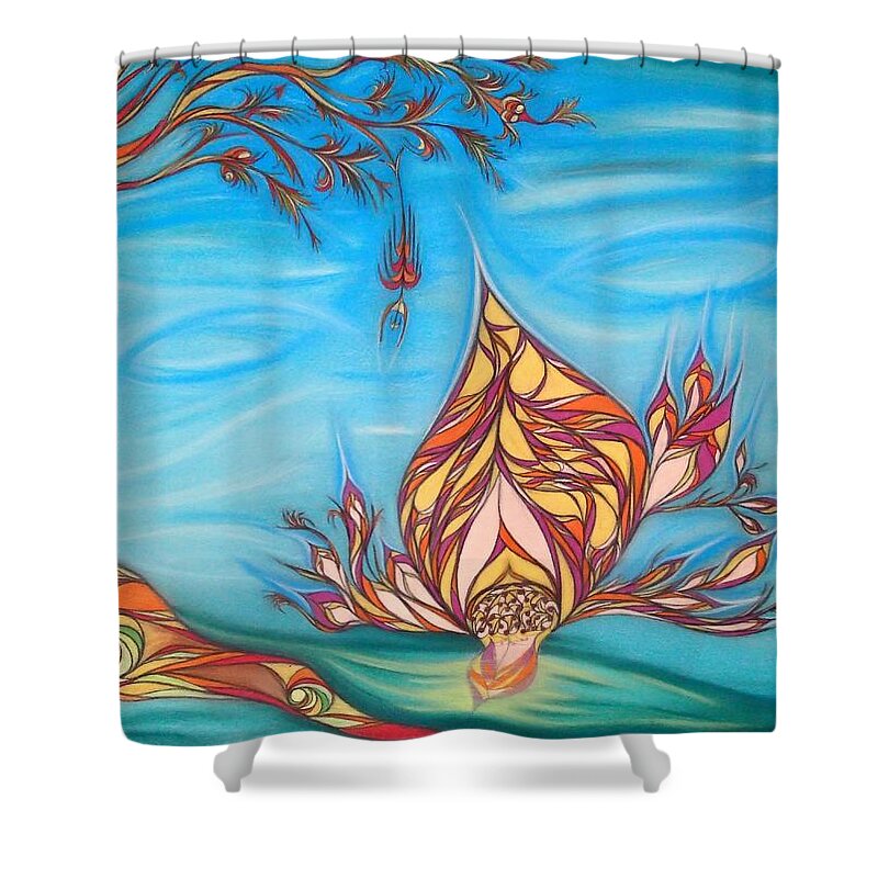 Abstract Shower Curtain featuring the pastel Octave by Robert Nickologianis