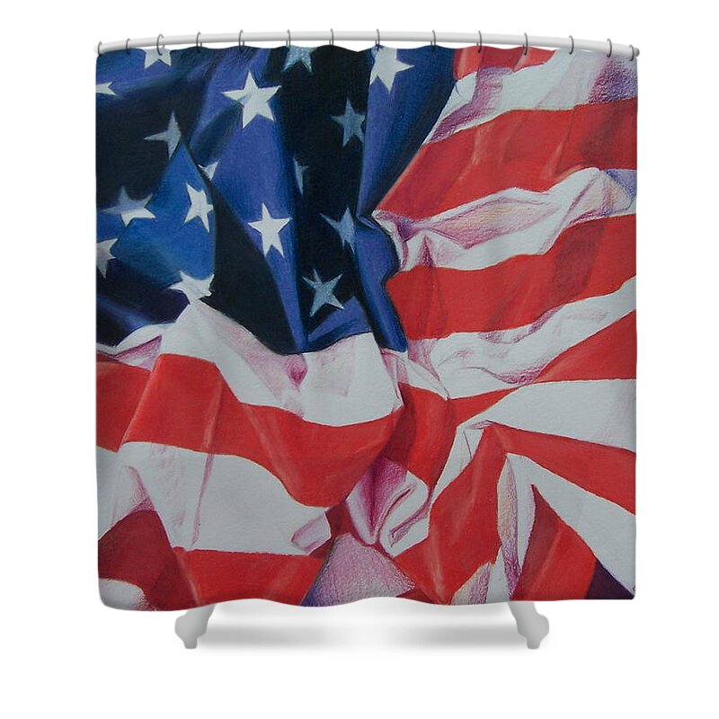 U.s. Flag Shower Curtain featuring the painting The American Flag by Constance Drescher