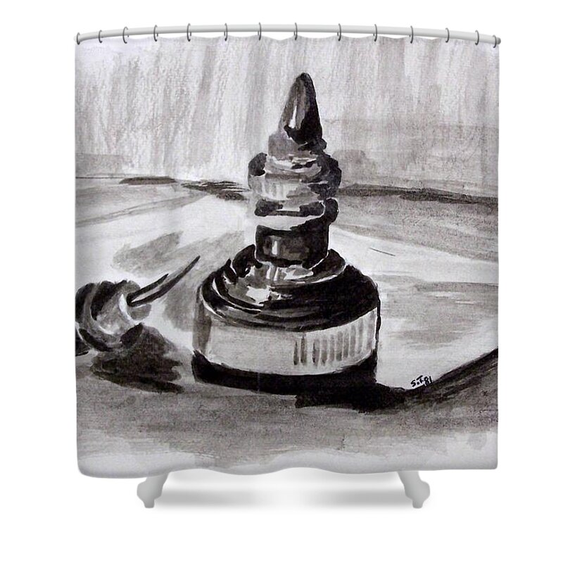 Pen Shower Curtain featuring the painting Pen and Ink by Susan Turner Soulis