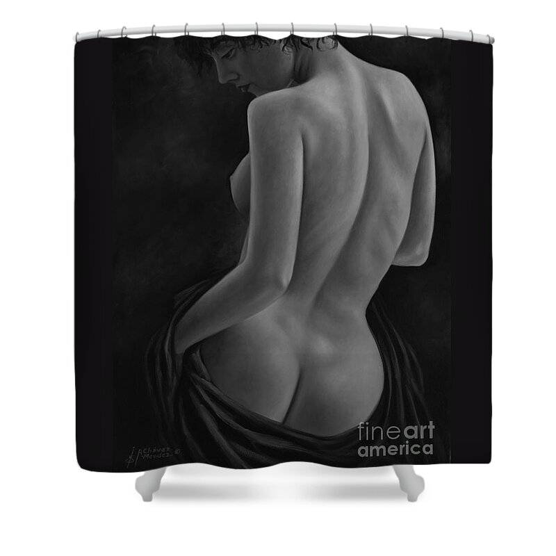 Red-silk Shower Curtain featuring the painting Red Silk #1 by Ricardo Chavez-Mendez