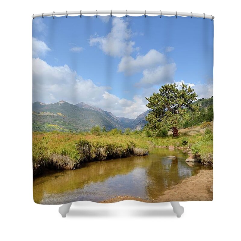 Water's Edge Shower Curtain featuring the photograph Rocky Mountain National Park #2 by Rivernorthphotography