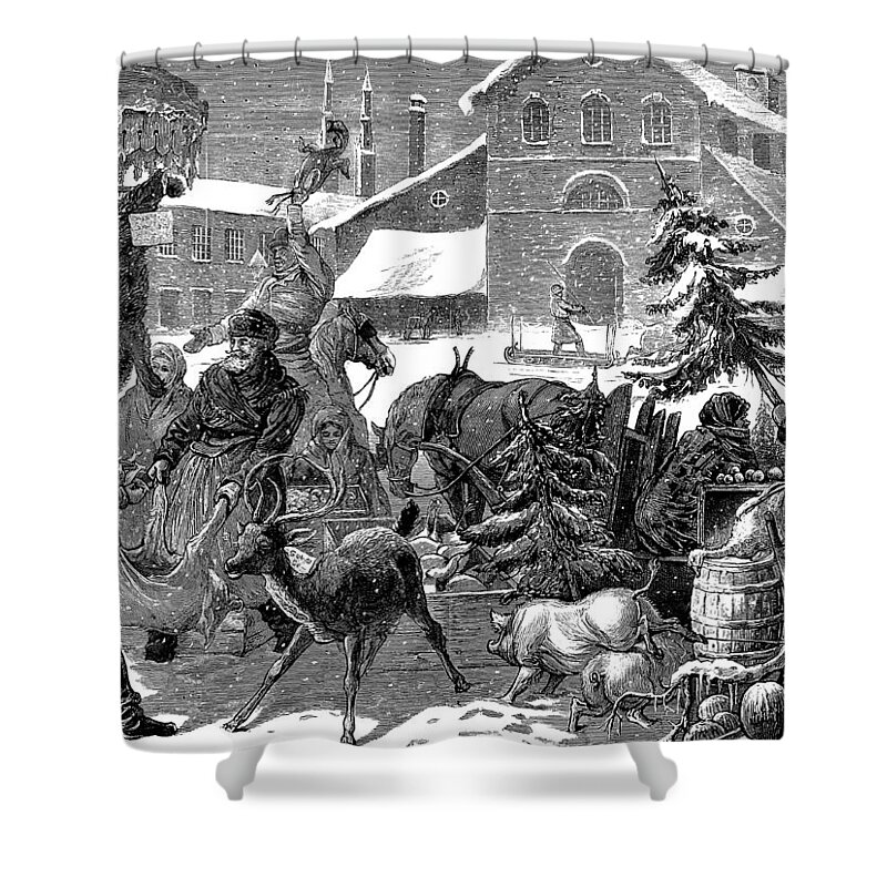 History Shower Curtain featuring the photograph Seasons Greetings, Happy Holidays, 19th #2 by Wellcome Images