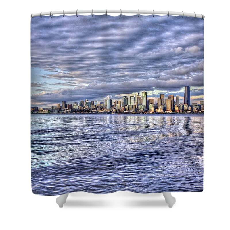 Beach Shower Curtain featuring the photograph Seattle skyline Cityscape #2 by SC Heffner