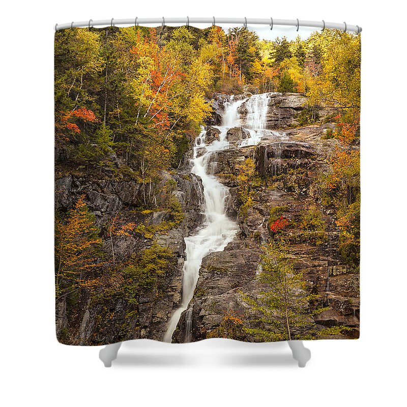 Silver Cascade Shower Curtain featuring the photograph Silver Cascade waterfall White Mountains New Hampshire #2 by Ken Brown