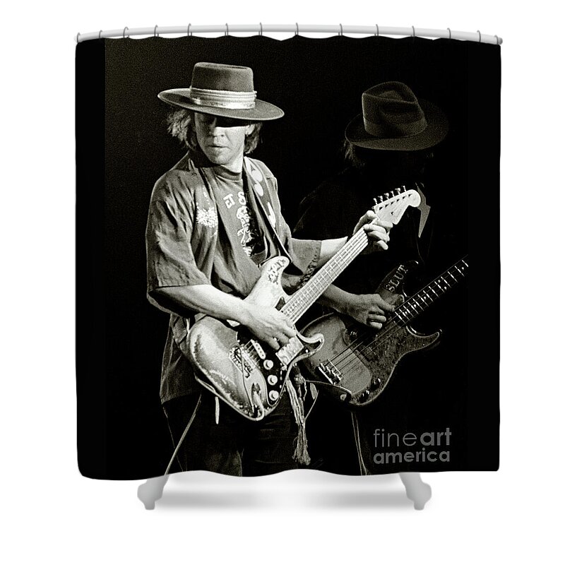 Stevie Ray Shower Curtain featuring the photograph Stevie Ray Vaughan 1984 by Chuck Spang