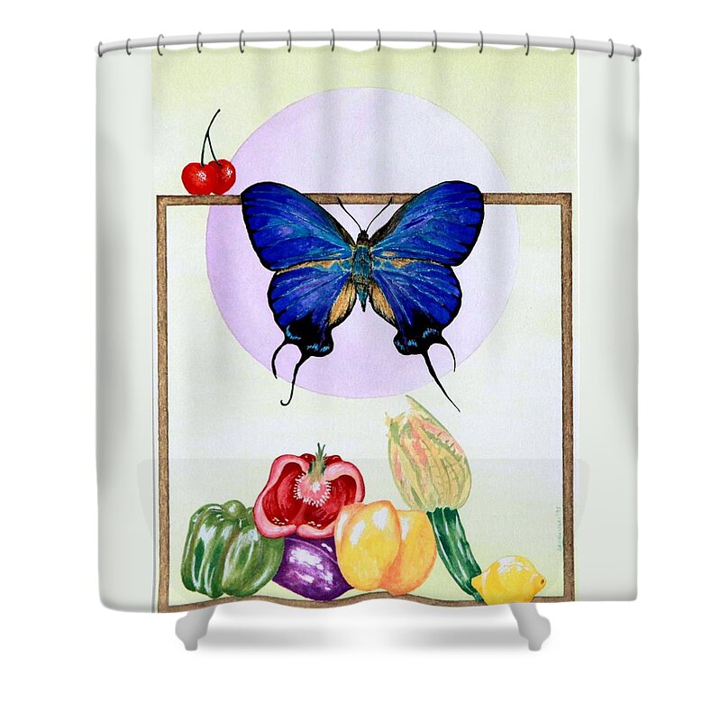 Still Life With Moth Shower Curtain featuring the painting Still Life with Moth #2 by Thomas Gronowski