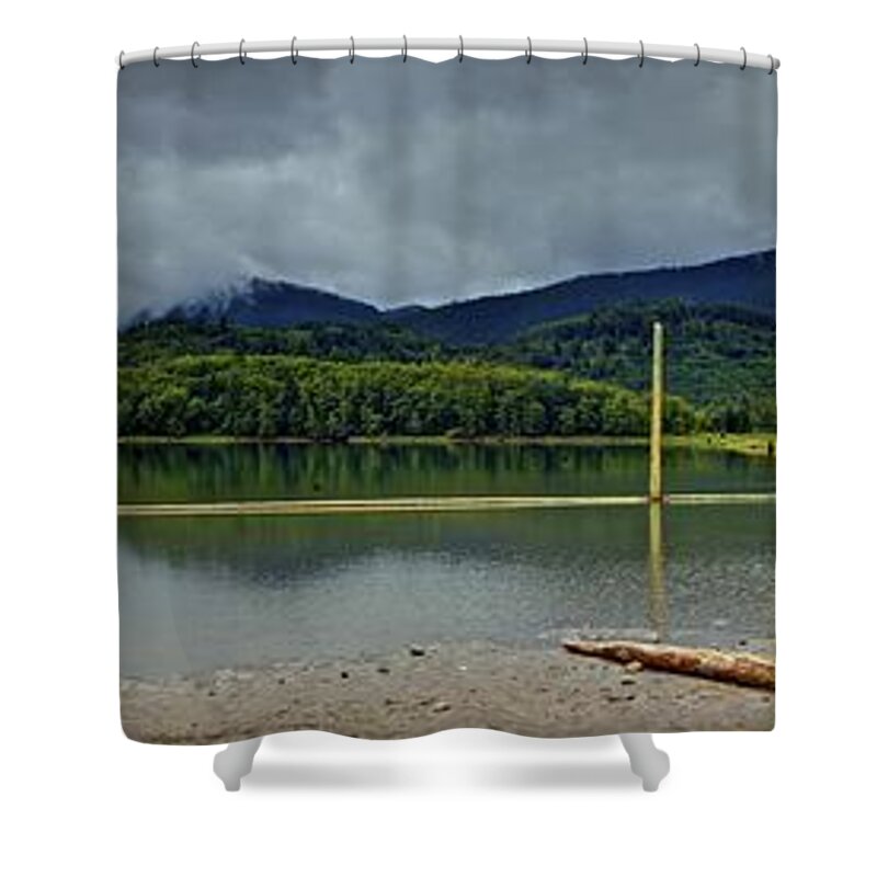 Panorama Shower Curtain featuring the photograph Sunny Beach Point #2 by SC Heffner