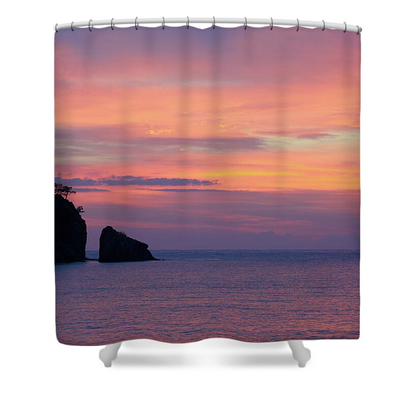 Scenics Shower Curtain featuring the photograph Sunrise At Sea #2 by Sandsun