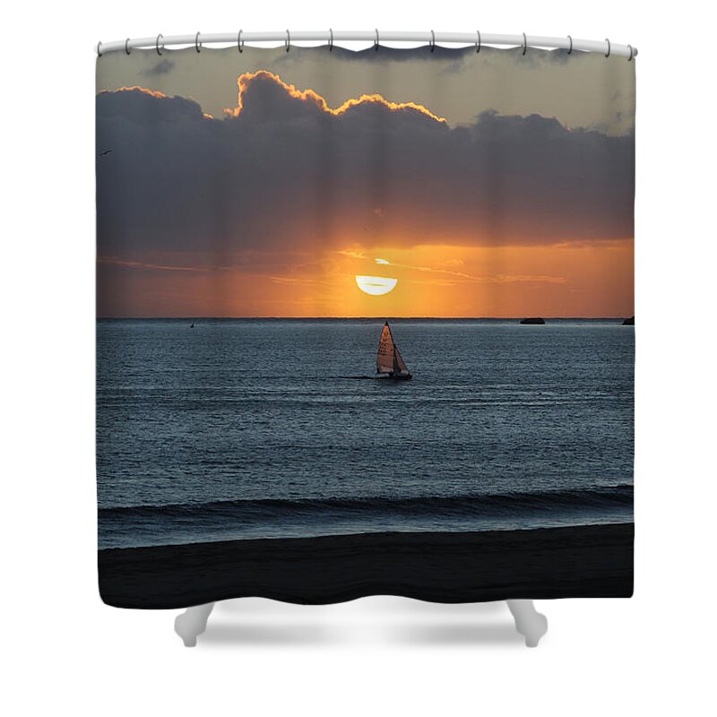 Sailing Shower Curtain featuring the photograph Sunset Sail #2 by Deana Glenz
