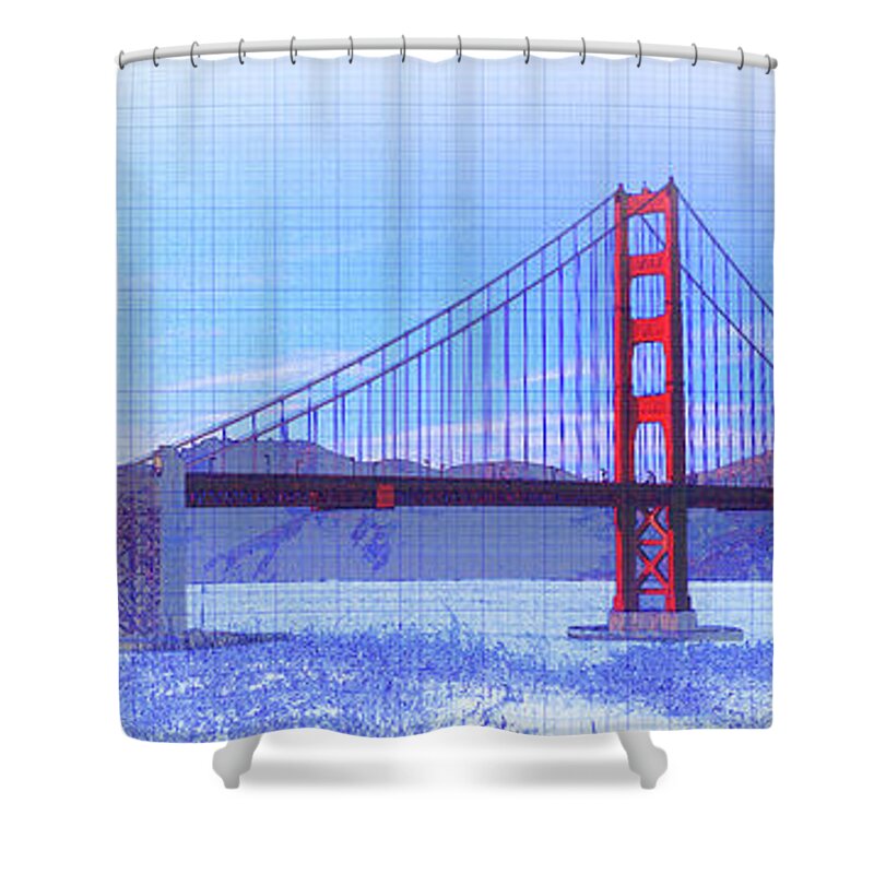 Photography Shower Curtain featuring the photograph Suspension Bridge Over The Pacific #2 by Panoramic Images