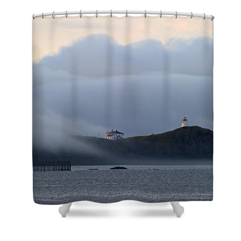 Festblues Shower Curtain featuring the photograph Swallowtail Lighthouse... by Nina Stavlund