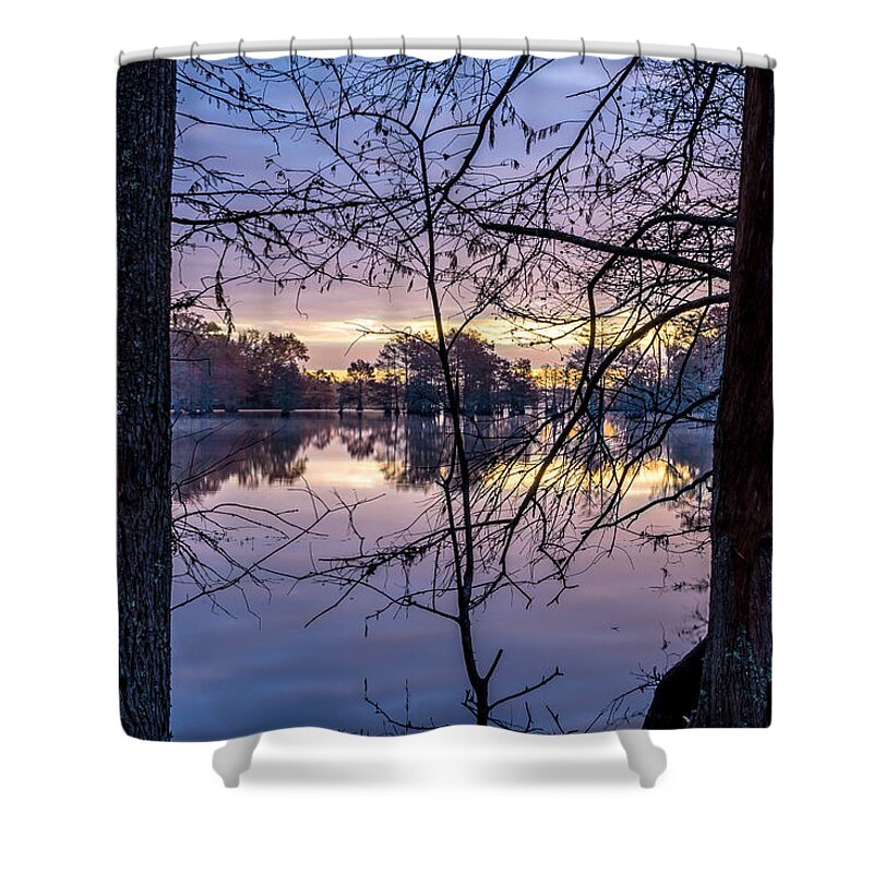 Steinhagen Reservoir Shower Curtain featuring the photograph Swamp Sunrise #2 by David Morefield