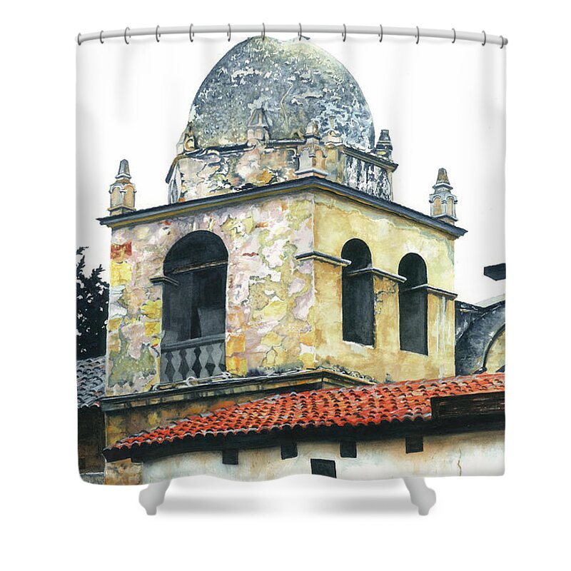 Church Shower Curtain featuring the painting Textures and Tiles by Barbara Jewell