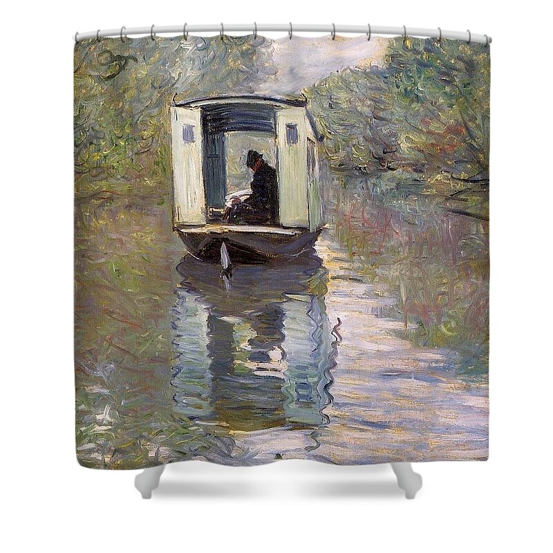 1876 Shower Curtain featuring the painting The Studio Boat #2 by Claude Monet
