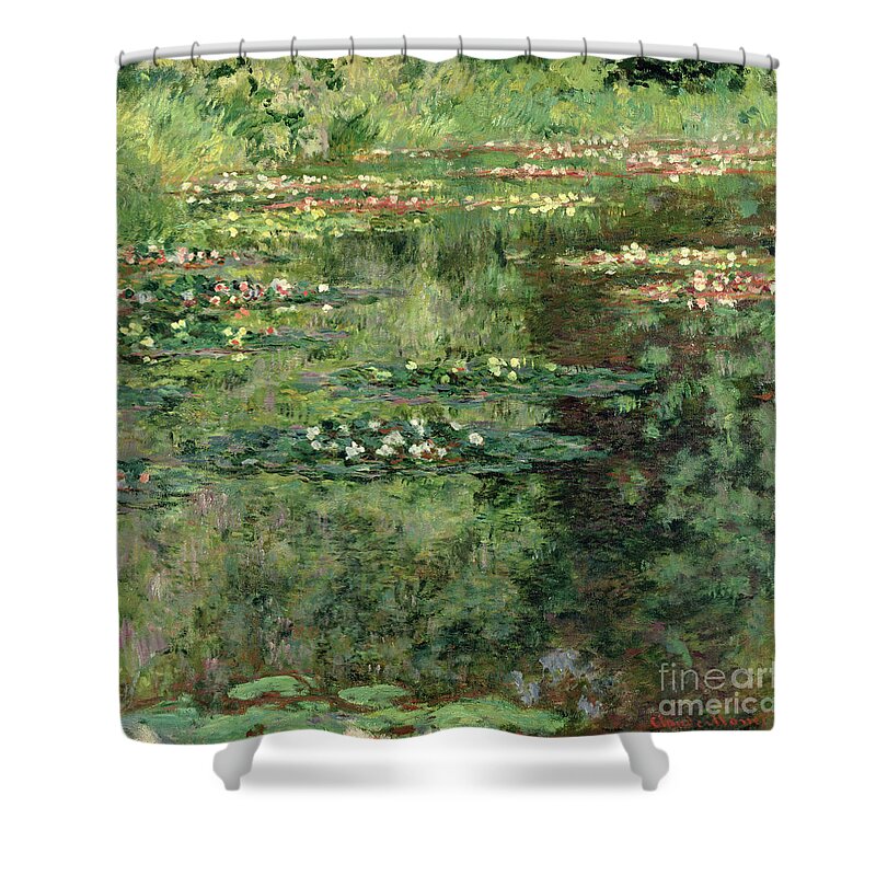Etang Aux Nympheas Shower Curtain featuring the painting The Waterlily Pond by Claude Monet