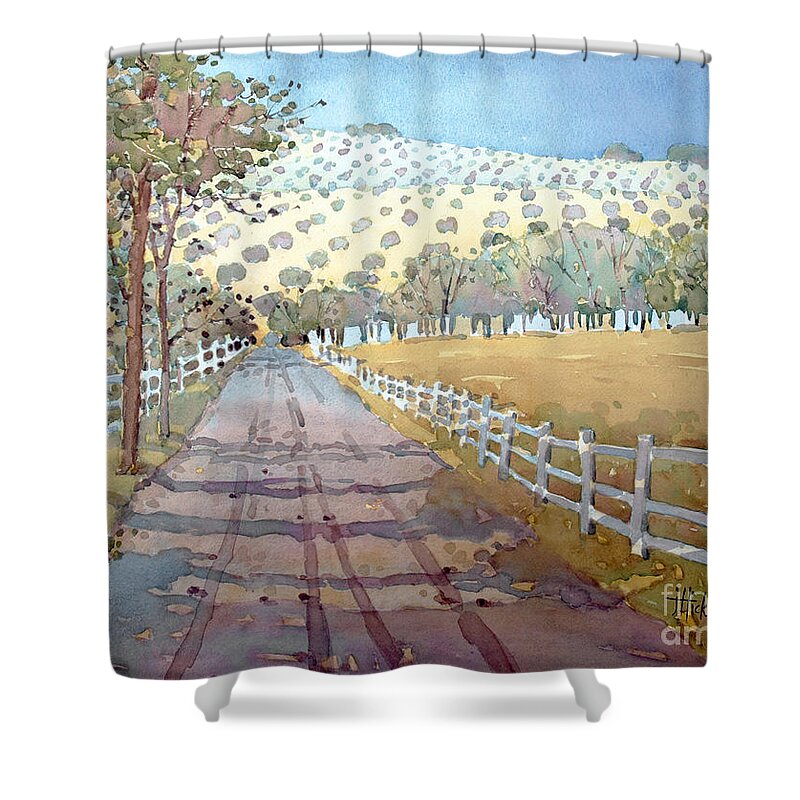 Virginia Shower Curtain featuring the painting This Way to the Vineyard by Joyce Hicks