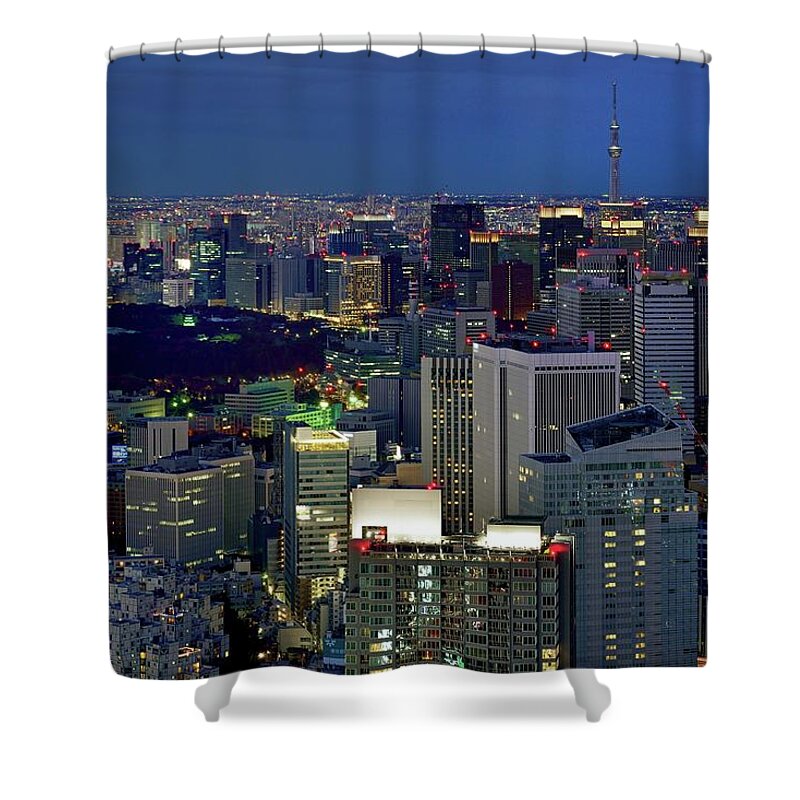 Tokyo Tower Shower Curtain featuring the photograph Tokyo Downtown At Twilight #2 by Vladimir Zakharov