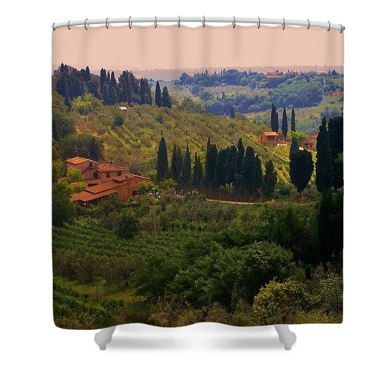 Florence Shower Curtain featuring the photograph Tuscan Landscape #2 by Dany Lison