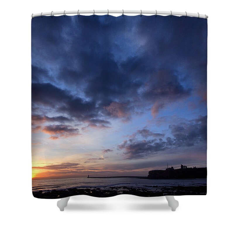 Tynemouth Shower Curtain featuring the photograph Tynemouth Sunrise #2 by David Pringle