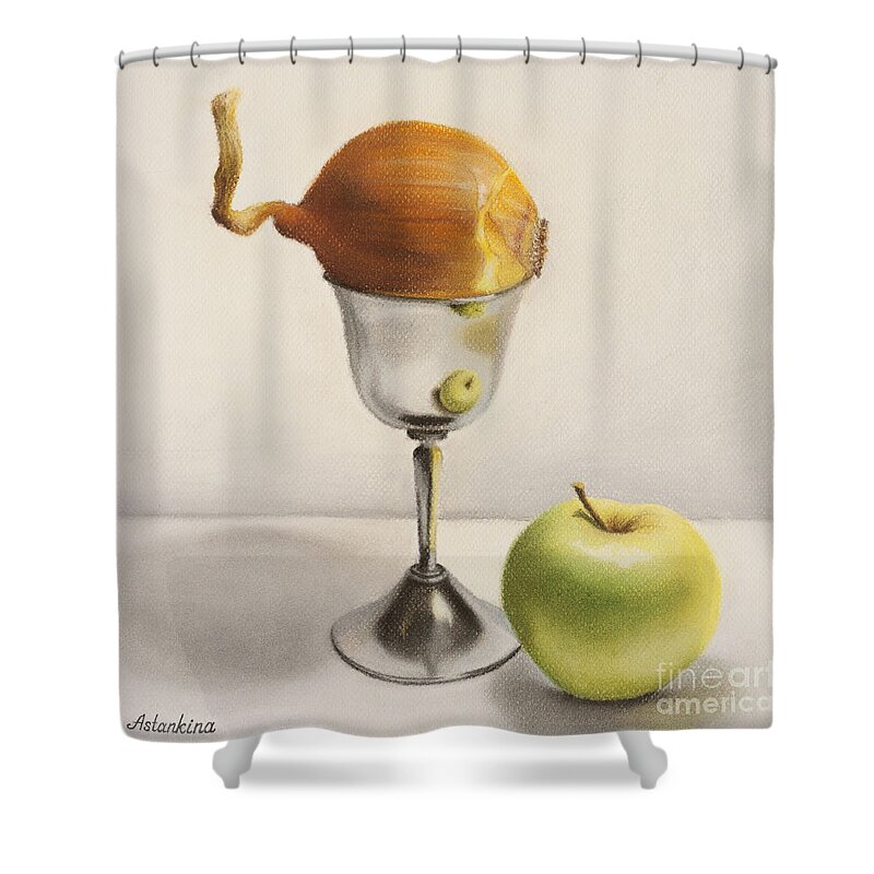 Still Life Prints Paintings Pastels Shower Curtain featuring the pastel The Union by Natalia Astankina