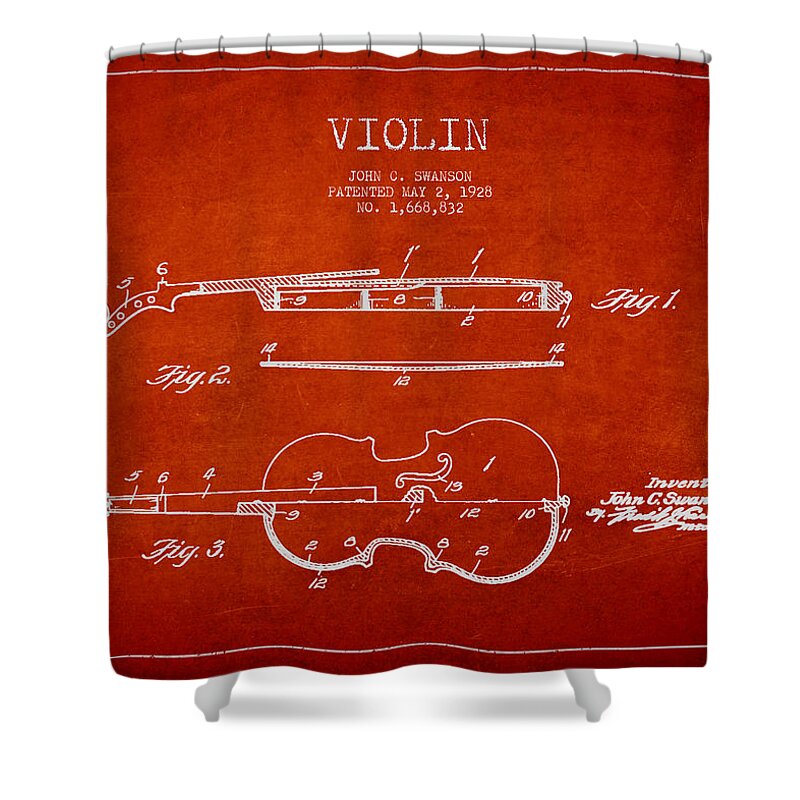 Violin Shower Curtain featuring the digital art Vintage Violin Patent Drawing From 1928 #3 by Aged Pixel