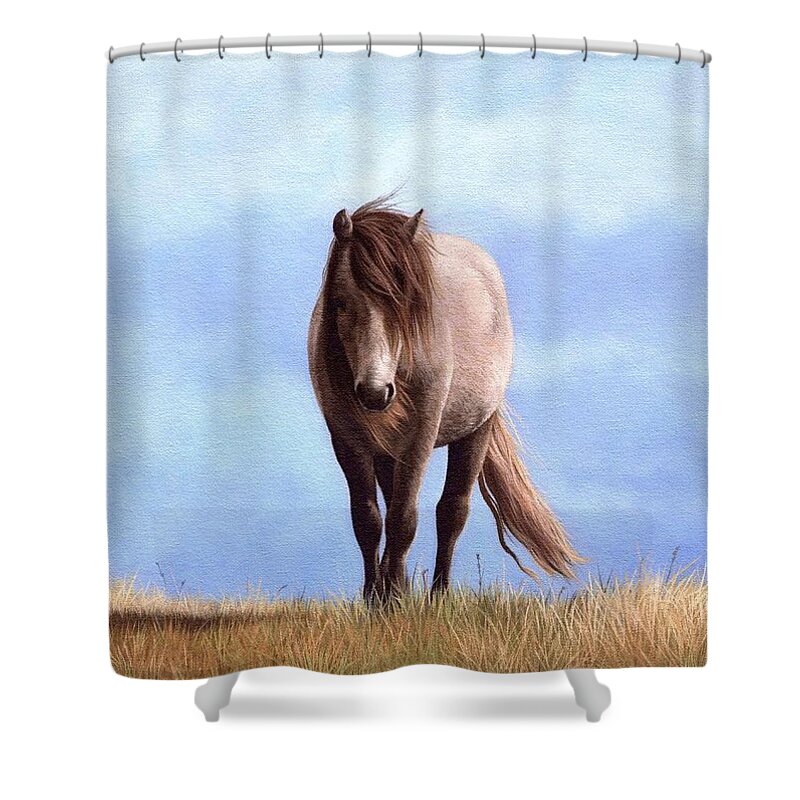 Pony Shower Curtain featuring the painting Welsh Pony Painting #2 by Rachel Stribbling