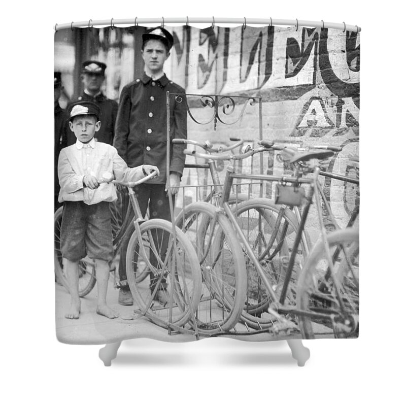 Occupation Shower Curtain featuring the photograph Western Union Messenger Boys, Lewis #2 by Science Source