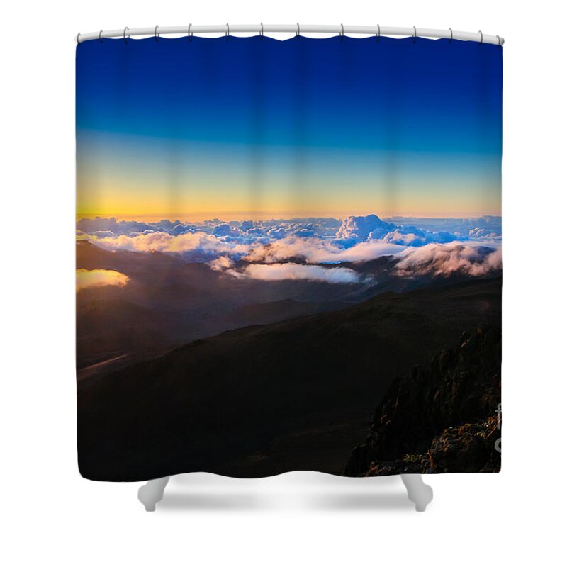 Haleakala National Park Shower Curtain featuring the photograph Clouds at sunrise over Haleakala Crater Maui Hawaii USA #20 by Don Landwehrle