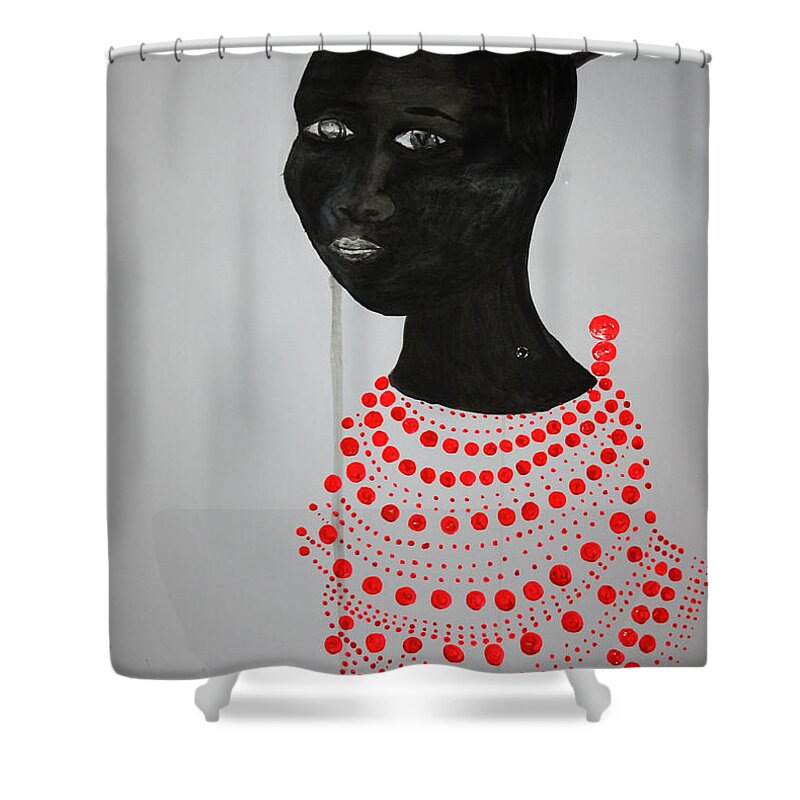 Jesus Shower Curtain featuring the painting Dinka Bride - South Sudan #20 by Gloria Ssali