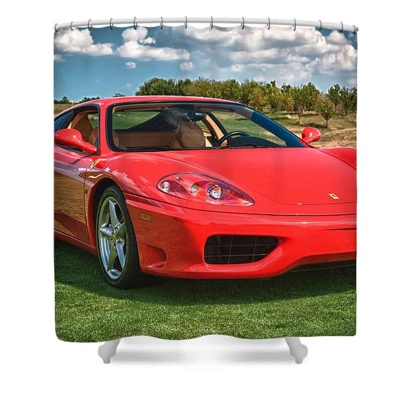 2001 Ferrari Shower Curtain featuring the photograph 2001 Ferrari 360 Modena by Sebastian Musial