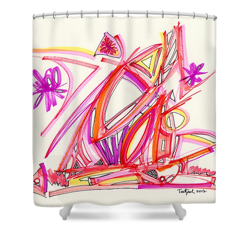 Abstract Shower Curtain featuring the drawing 2012 Drawing #30 by Lynne Taetzsch