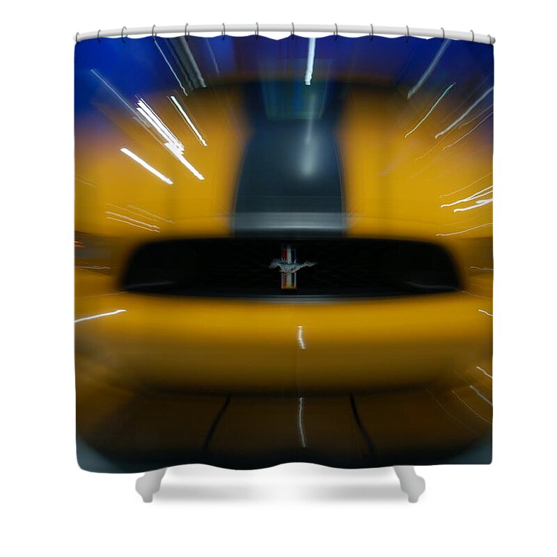 Yellow Stallion Shower Curtain featuring the photograph 2013 Ford Mustang by Randy J Heath