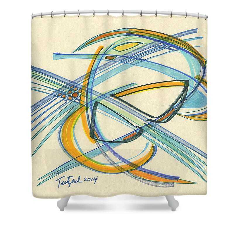 Abstract Shower Curtain featuring the drawing 2014 Abstract Drawing #4 by Lynne Taetzsch