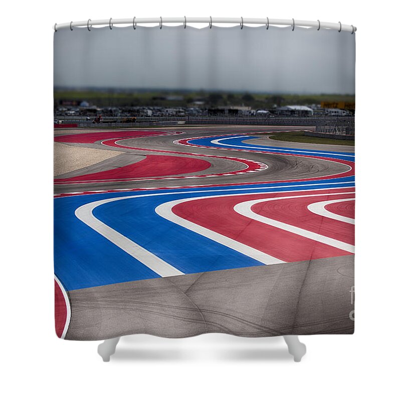 Motorcycle Shower Curtain featuring the photograph 2014 MotoGP Red Bull Grand Prix of the Americas Track by Douglas Barnard