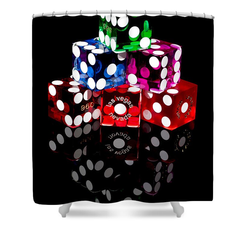 Dice Shower Curtain featuring the photograph Colorful Dice by Raul Rodriguez