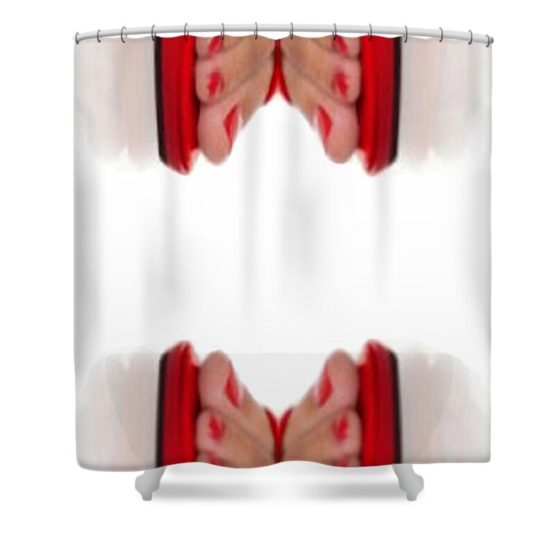 Conceptual Shower Curtain featuring the digital art Shoe Love #23 by Rafael Salazar