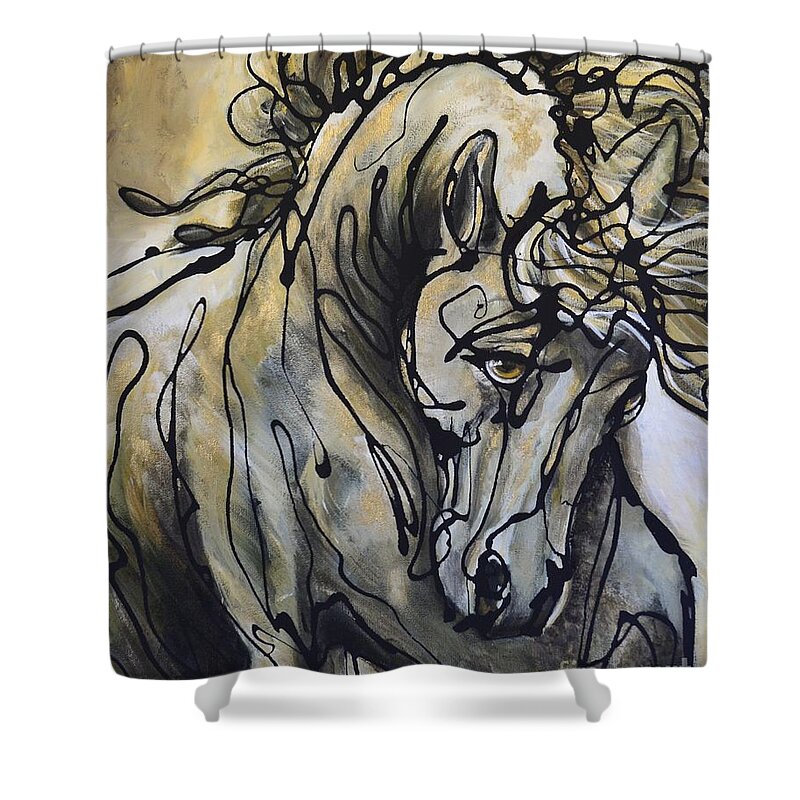 Horse Shower Curtain featuring the painting 24 Carrot by Jonelle T McCoy
