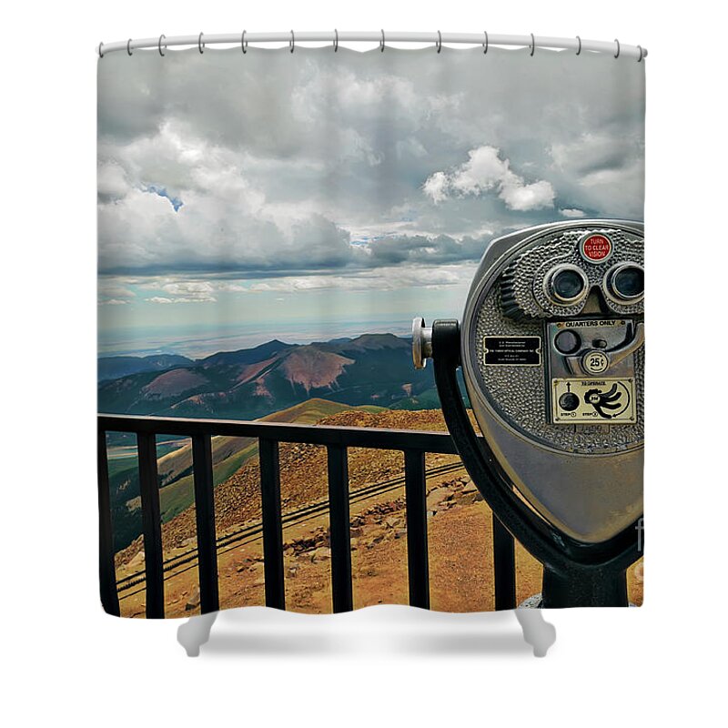 Binoculars Shower Curtain featuring the photograph 25 Cent Views by Charles Dobbs