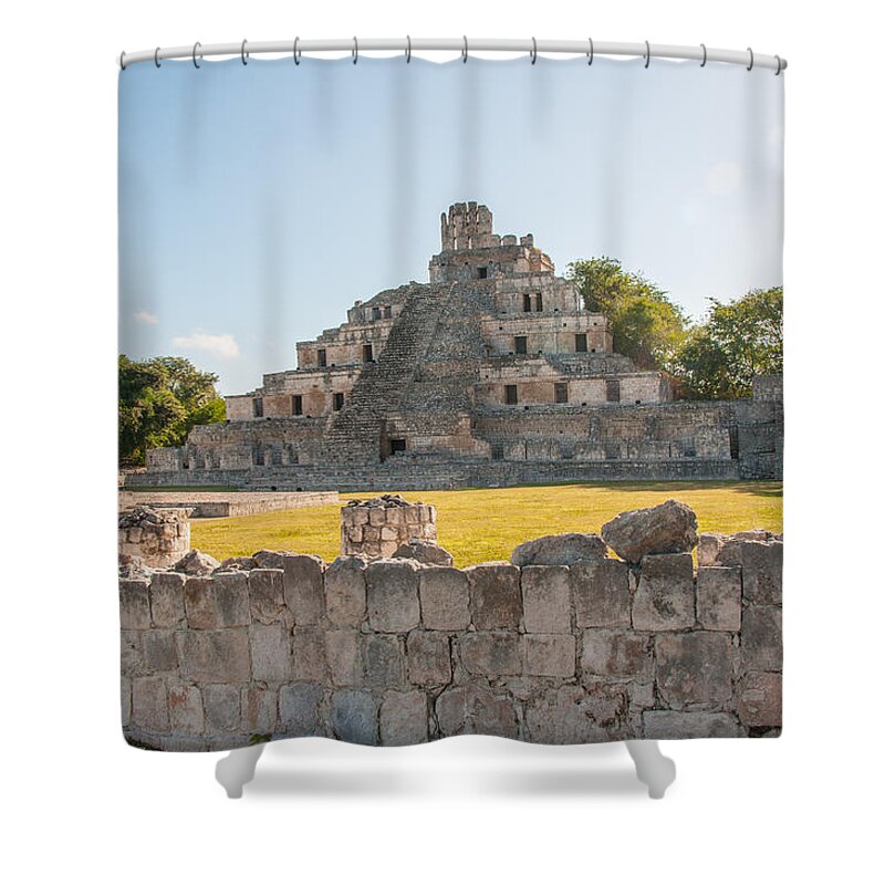 Mexico Campeche Shower Curtain featuring the digital art Edzna in Campeche #26 by Carol Ailles