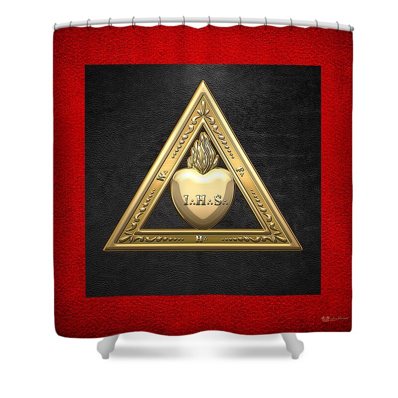 'ancient Brotherhoods' Collection By Serge Averbukh Shower Curtain featuring the digital art 26th Degree Mason - Prince of Mercy or Scottish Trinitarian Masonic Jewel by Serge Averbukh