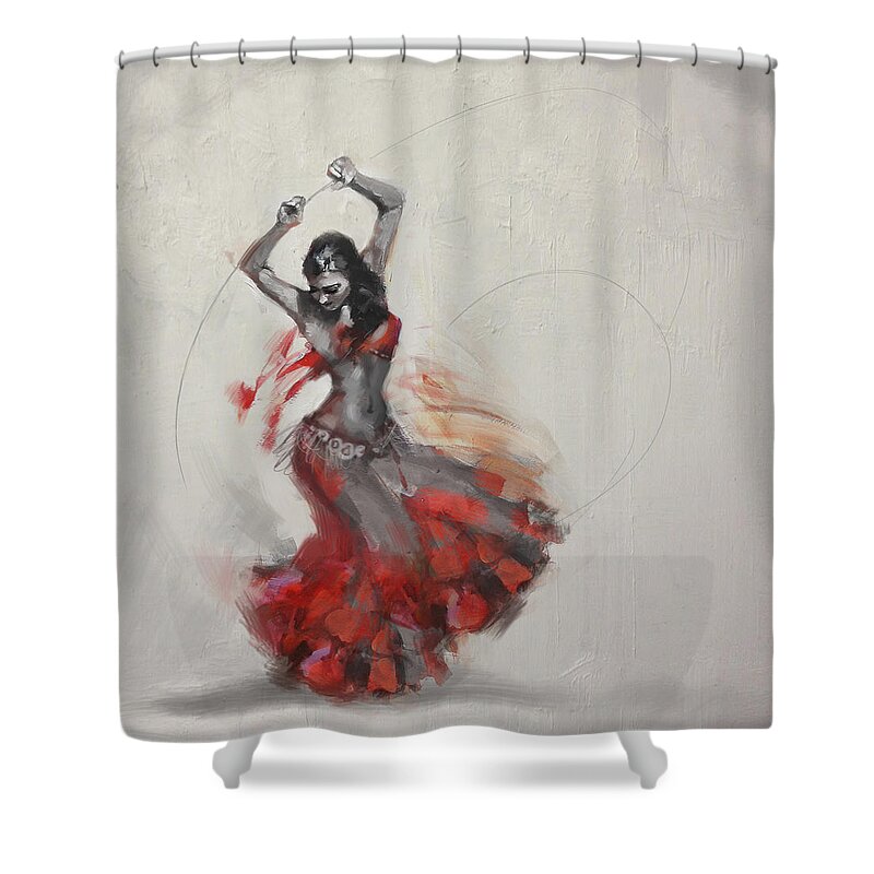 Belly Dance Art Shower Curtain featuring the painting Belly Dancer 3 by Corporate Art Task Force
