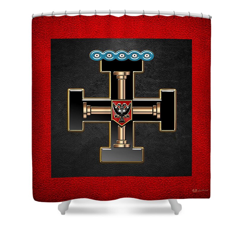'ancient Brotherhoods' Collection By Serge Averbukh Shower Curtain featuring the digital art 27th Degree Mason - Knight of the Sun or Prince Adept Masonic Jewel by Serge Averbukh