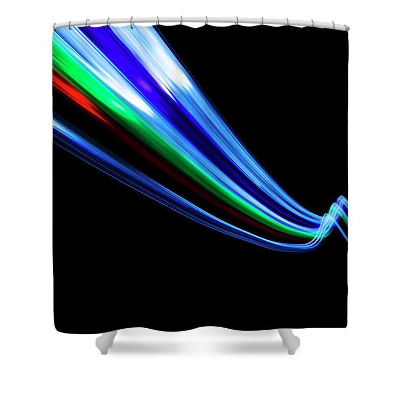 Black Background Shower Curtain featuring the photograph Abstract Light Trails And Streams #3 by John Rensten