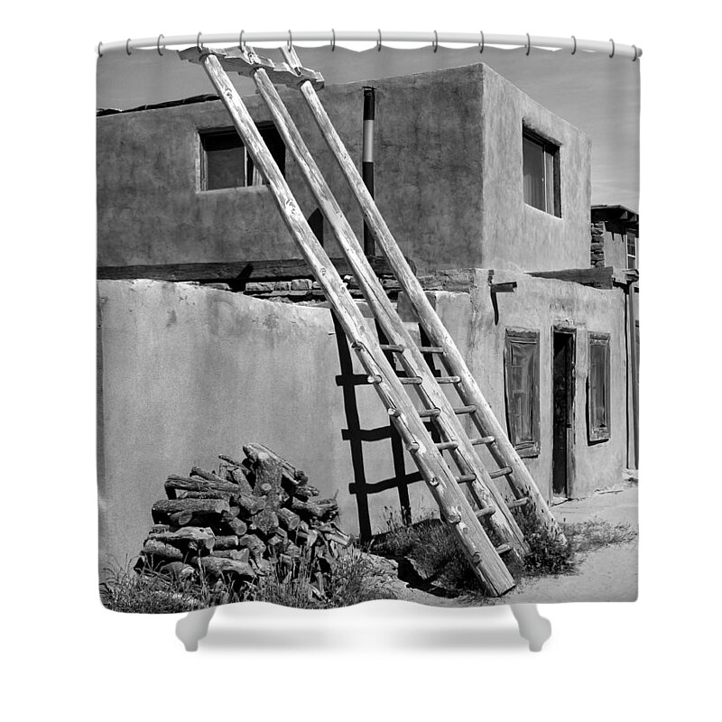 Acoma Pueblo Shower Curtain featuring the photograph Acoma Pueblo Adobe Homes by Mike McGlothlen