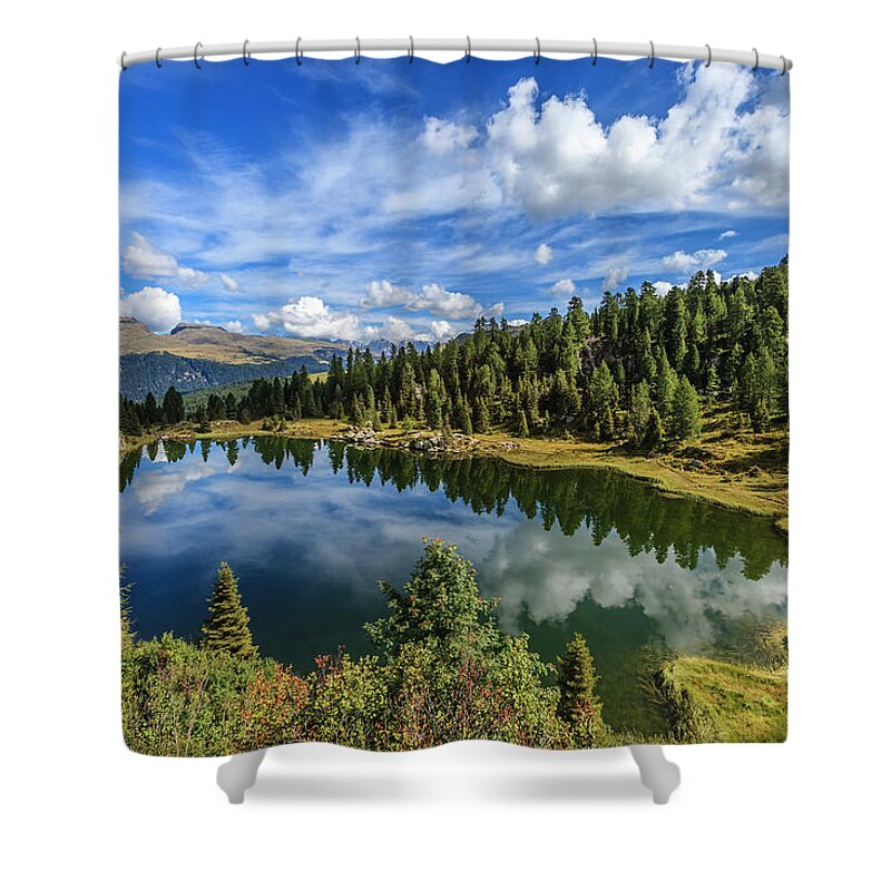 Scenics Shower Curtain featuring the photograph Colbricon Lakes, Trentino-alto Adige #3 by Flavio Vallenari