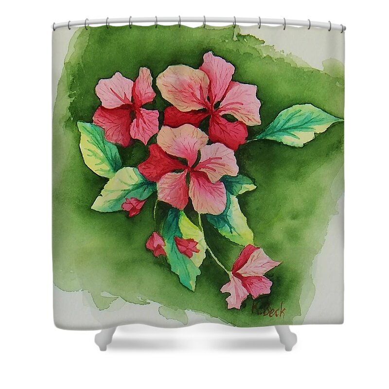 Print Shower Curtain featuring the painting Geraniums by Katherine Young-Beck